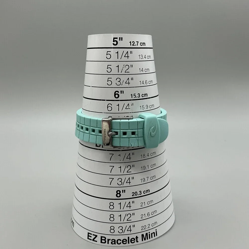Rip Curl Echo Womens Watch 33mm Silver Tone Aqua Rubber Surf Date New Battery